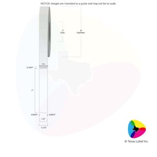 1.25" x 7" Rounded-Corner Rectangle Blank Label Roll 1-Across (3" Core / 8" Outside Diameter) includes Gap Perforation