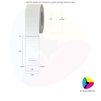 1.83" x 4.55" Rounded-Corner Rectangle Blank Label Roll 1-Across (2" Core / 4" Outside Diameter)