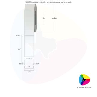 1.25" x 3.25" Rounded-Corner Rectangle Blank Label Roll 1-Across (2" Core / 4" Outside Diameter)