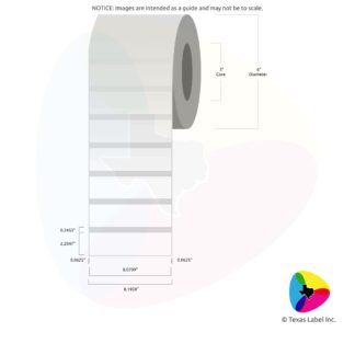 8.0709" x 2.2047" Rounded-Corner Rectangle Blank Label Roll 1-Across (3" Core / 6" Outside Diameter)
