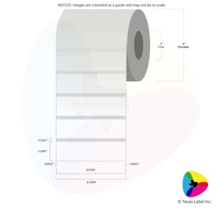 8.0709" x 2.2047" Rounded-Corner Rectangle Blank Label Roll 1-Across (3" Core / 8" Outside Diameter)