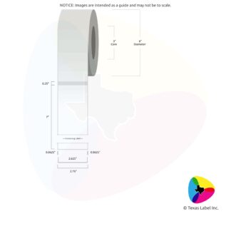 2.625" x 7" Rounded-Corner Rectangle Blank Label Roll 1-Across (3" Core / 6" Outside Diameter)