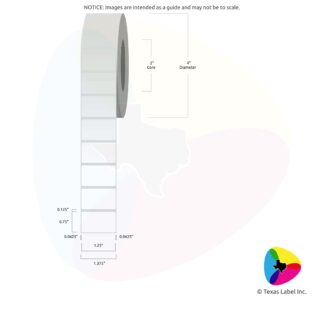1.25" x 0.75" Rounded-Corner Rectangle Blank Label Roll 1-Across (2" Core / 4" Outside Diameter)