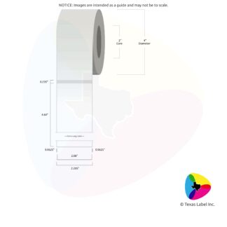 2.08" x 4.64" Rounded-Corner Rectangle Blank Label Roll 1-Across (2" Core / 4" Outside Diameter)