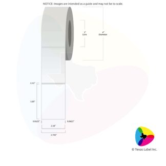 2.58" x 3.85" Rounded-Corner Rectangle Blank Label Roll 1-Across (3" Core / 6" Outside Diameter)
