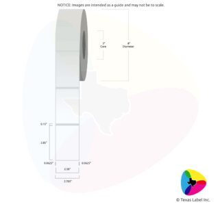 2.58" x 3.85" Rounded-Corner Rectangle Blank Label Roll 1-Across (3" Core / 8" Outside Diameter)
