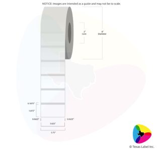 3.625" x 1.875" Rounded-Corner Rectangle Blank Label Roll 1-Across (3" Core / 8" Outside Diameter)