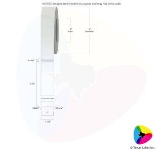 1" x 4.75" Rounded-Corner Rectangle Blank Label Roll 1-Across (2" Core / 4" Outside Diameter)