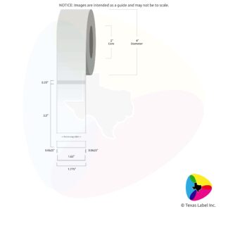 1.65" x 3.5" Rounded-Corner Rectangle Blank Label Roll 1-Across (2" Core / 4" Outside Diameter)