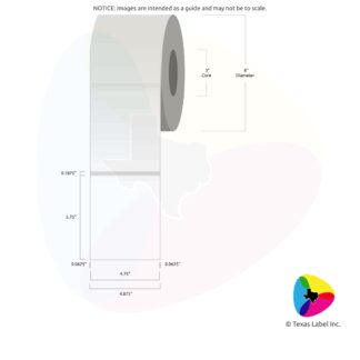 4.75" x 5.75" Rounded-Corner Rectangle Blank Label Roll 1-Across (3" Core / 8" Outside Diameter)