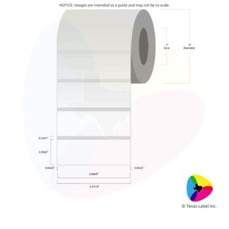 5.8469" x 2.0069" Rounded-Corner Rectangle Blank Label Roll 1-Across (3" Core / 6" Outside Diameter)