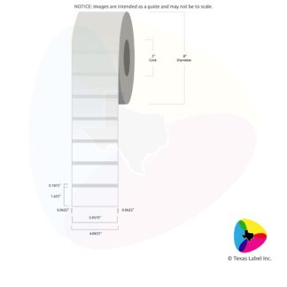 3.9375" x 1.625" Rounded-Corner Rectangle Blank Label Roll 1-Across (3" Core / 8" Outside Diameter)