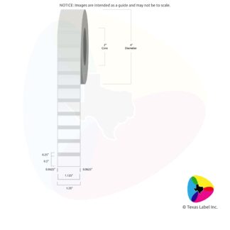 1.125" x 0.5" Rounded-Corner Rectangle Blank Label Roll 1-Across (2" Core / 4" Outside Diameter)