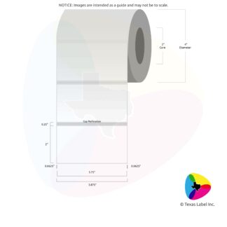 3.75" x 2" Rounded-Corner Rectangle Blank Label Roll 1-Across (2" Core / 4" Outside Diameter) includes Gap Perforation