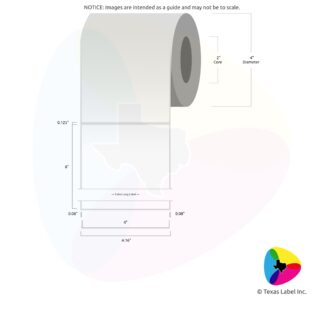 4" x 8" Rounded-Corner Rectangle Blank Label Roll 1-Across (2" Core / 4" Outside Diameter)