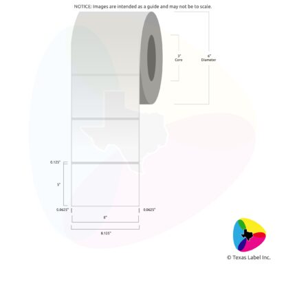 8" x 5" Rounded-Corner Rectangle Blank Label Roll 1-Across (3" Core / 6" Outside Diameter)