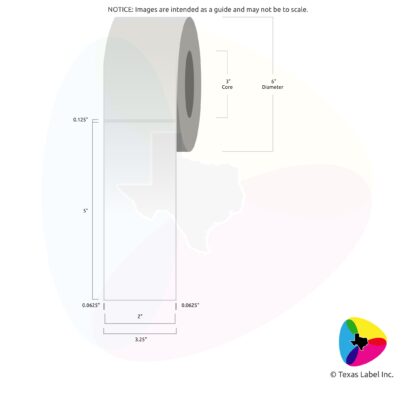 2" x 5" Rounded-Corner Rectangle Blank Label Roll 1-Across (3" Core / 6" Outside Diameter)
