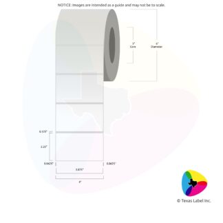 3.875" x 2.25" Rounded-Corner Rectangle Blank Label Roll 1-Across (3" Core / 6" Outside Diameter)