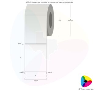 4" x 5" Rounded-Corner Rectangle Blank Label Roll 1-Across (3" Core / 6" Outside Diameter)
