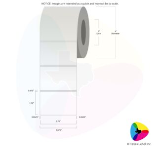 2.75" x 1.75" Rounded-Corner Rectangle Blank Label Roll 1-Across (2" Core / 4" Outside Diameter)