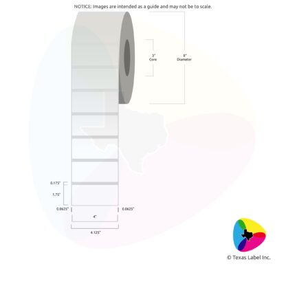 4" x 1.75" Rounded-Corner Rectangle Blank Label Roll 1-Across (3" Core / 8" Outside Diameter)