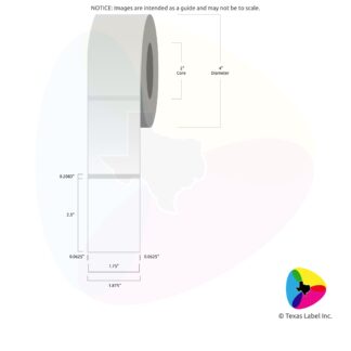 1.75" x 2.5" Rounded-Corner Rectangle Blank Label Roll 1-Across (2" Core / 4" Outside Diameter)