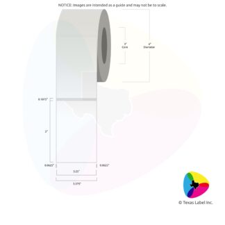 3.25" x 5" Rounded-Corner Rectangle Blank Label Roll 1-Across (3" Core / 6" Outside Diameter)