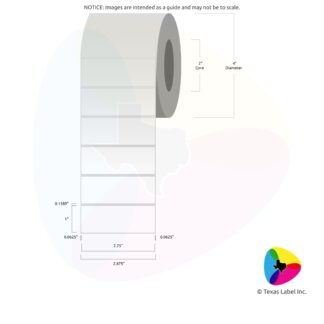 2.75" x 1" Rounded-Corner Rectangle Blank Label Roll 1-Across (2" Core / 4" Outside Diameter)