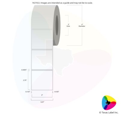 3" x 2.75" Rounded-Corner Rectangle Blank Label Roll 1-Across (3" Core / 6" Outside Diameter)