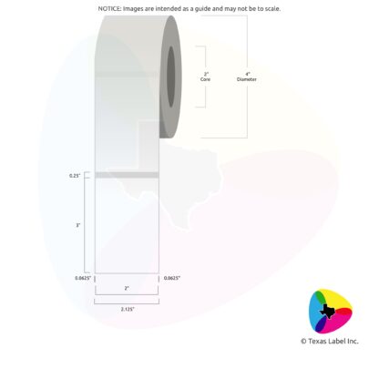 2" x 3" Rounded-Corner Rectangle Blank Label Roll 1-Across (2" Core / 4" Outside Diameter)