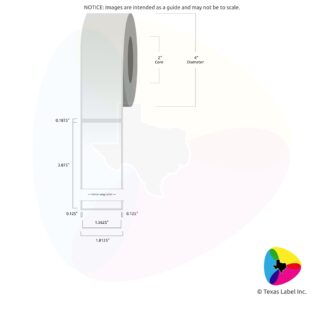 1.5625" x 3.875" Rounded-Corner Rectangle Blank Label Roll 1-Across (2" Core / 4" Outside Diameter)