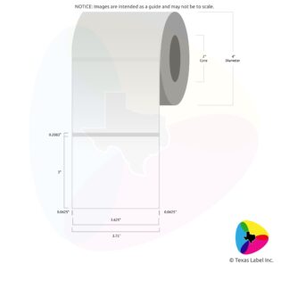 3.625" x 3" Rounded-Corner Rectangle Blank Label Roll 1-Across (2" Core / 4" Outside Diameter)