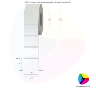 1.75" x 1.25" Rounded-Corner Rectangle Blank Label Roll 1-Across (2" Core / 4" Outside Diameter)