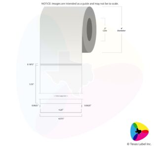 4.25" x 5.25" Rounded-Corner Rectangle Blank Label Roll 1-Across (2" Core / 4" Outside Diameter)