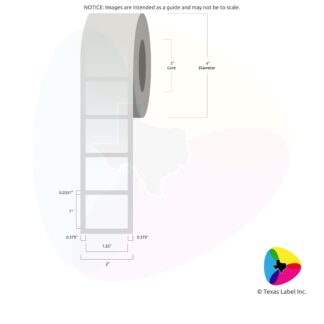 1.25" x 1" Rounded-Corner Rectangle Blank Label Roll 1-Across (2" Core / 4" Outside Diameter)
