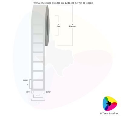 1.25" x 1" Rounded-Corner Rectangle Blank Label Roll 1-Across (3" Core / 6" Outside Diameter)