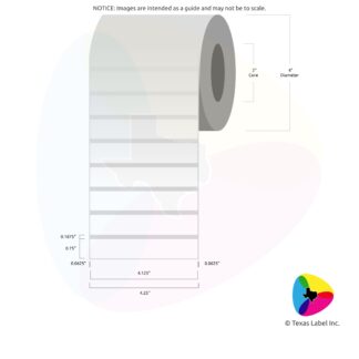 4.125" x 0.75" Rounded-Corner Rectangle Blank Label Roll 1-Across (2" Core / 4" Outside Diameter)
