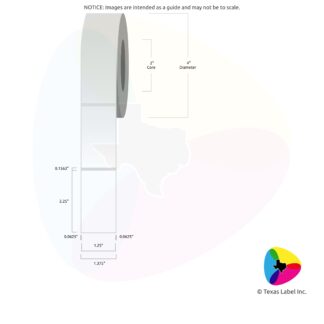 1.25" x 2.25" Rounded-Corner Rectangle Blank Label Roll 1-Across (2" Core / 4" Outside Diameter)