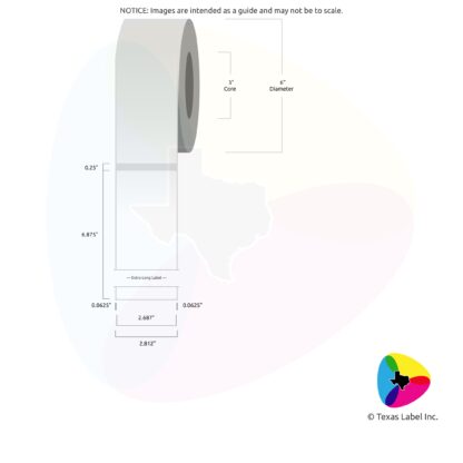 2.687" x 6.875" Rounded-Corner Rectangle Blank Label Roll 1-Across (3" Core / 6" Outside Diameter)