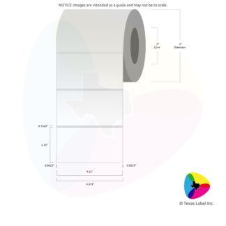 4.25" x 2.25" Rounded-Corner Rectangle Blank Label Roll 1-Across (2" Core / 4" Outside Diameter)