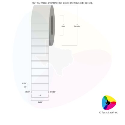 2.5" x 0.9" Rounded-Corner Rectangle Blank Label Roll 1-Across (3" Core / 6" Outside Diameter)