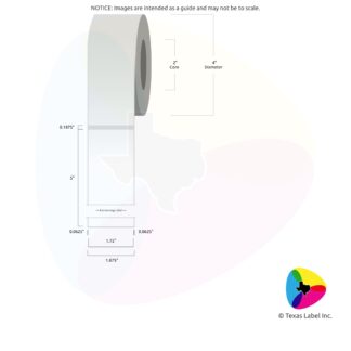 1.75" x 5" Rounded-Corner Rectangle Blank Label Roll 1-Across (2" Core / 4" Outside Diameter)