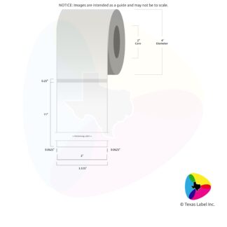 3" x 11" Rounded-Corner Rectangle Blank Label Roll 1-Across (2" Core / 4" Outside Diameter)