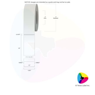 1.5" x 1" Rounded-Corner Rectangle Blank Label Roll 1-Across (2" Core / 4" Outside Diameter)