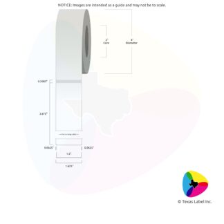 1.5" x 3.875" Rounded-Corner Rectangle Blank Label Roll 1-Across (2" Core / 4" Outside Diameter)