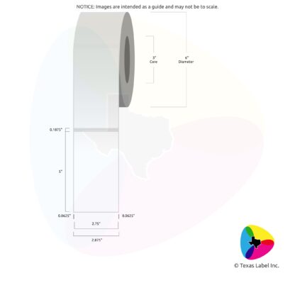 2.75" x 5" Rounded-Corner Rectangle Blank Label Roll 1-Across (3" Core / 6" Outside Diameter)