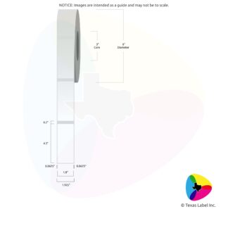 1.8" x 4.3" Rounded-Corner Rectangle Blank Label Roll 1-Across (3" Core / 8" Outside Diameter)