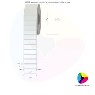 3.25" x 1" Rounded-Corner Rectangle Blank Label Roll 1-Across (3" Core / 8" Outside Diameter)