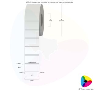 3.5" x 1.75" Rounded-Corner Rectangle Blank Label Roll 1-Across (3" Core / 8" Outside Diameter) includes Gap Perforation