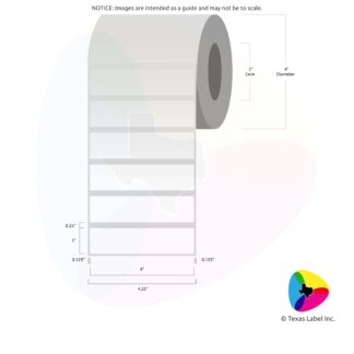 4" x 1" Rounded-Corner Rectangle Blank Label Roll 1-Across (2" Core / 4" Outside Diameter)